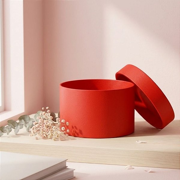 Caixa Acrílica Redonda - Vermelho - 20cm - 1 unidade - Rizzo