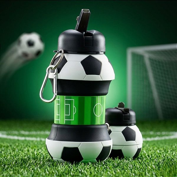 Garrafa de Silicone Dobrável - Bola de Futebol - 550ml - 1 unidade - Rizzo