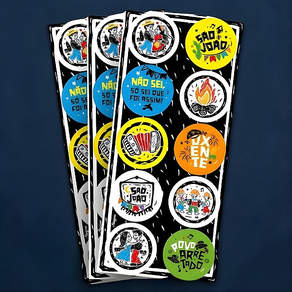 Adesivo Redondo Decorativo - Cordel de São João - 4x4cm - 3 unidades - Regina - Rizzo