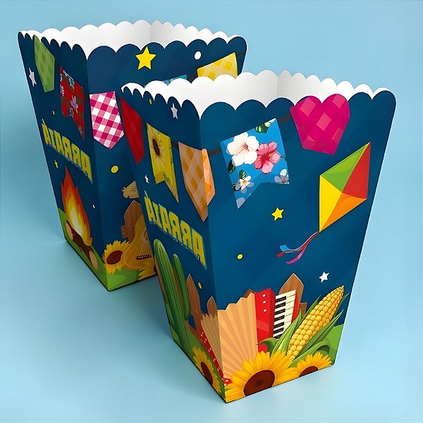 Mini Caixa Para Pipoca - Arraiá - 5,5x11,5x5,5cm - 4 unidades - Regina - Rizzo