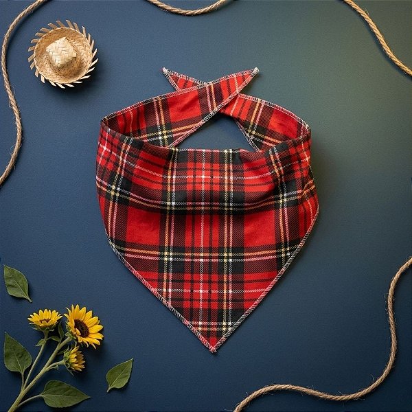 Lenço Caipira M - Festa Junina - Xadrez Vermelho - 1 unidade - Rizzo