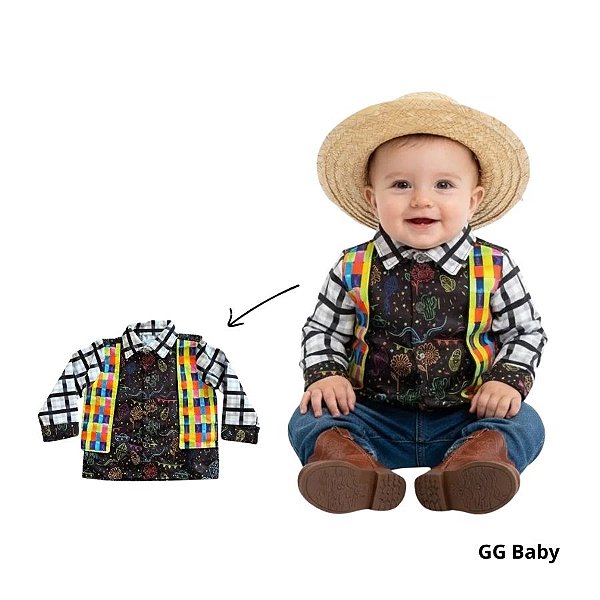Fantasia Infantil de Festa Junina - Camisa Fitas - GG - 1 unidade - Rizzo