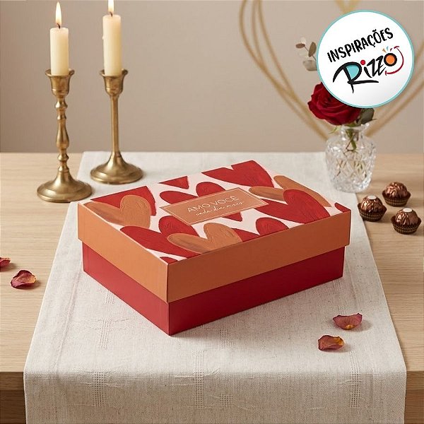 Caixa Retangular com Tampa - Petit Love - 16x10x5,5cm - 1 unidade - Cromus - Rizzo