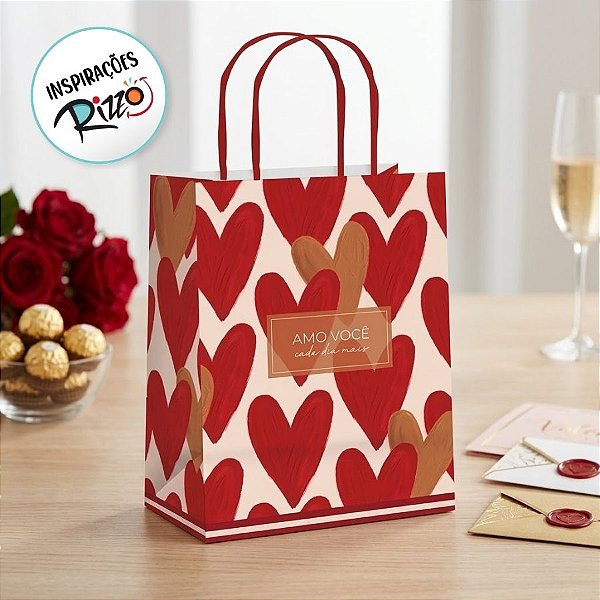 Sacola Para Presentes - Season Love - 21,5x15x8cm - 10 unidades - Cromus - Rizzo