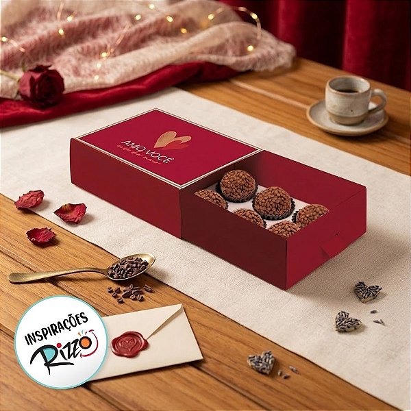 Caixa com Puxador para 6 Docinhos - Season Love - 13x9x4,5cm - 10 unidades - Cromus - Rizzo