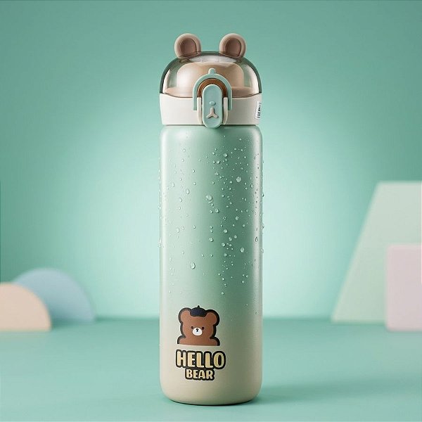 Garrafa Térmica Hello Bear - Verde - 400ml - 1 unidade - Rizzo