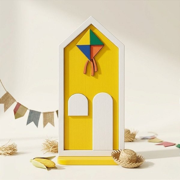 Display Decorativo de Festa Junina - Capela Junina - Amarelo - 20cm - 1 unidade - Rizzo