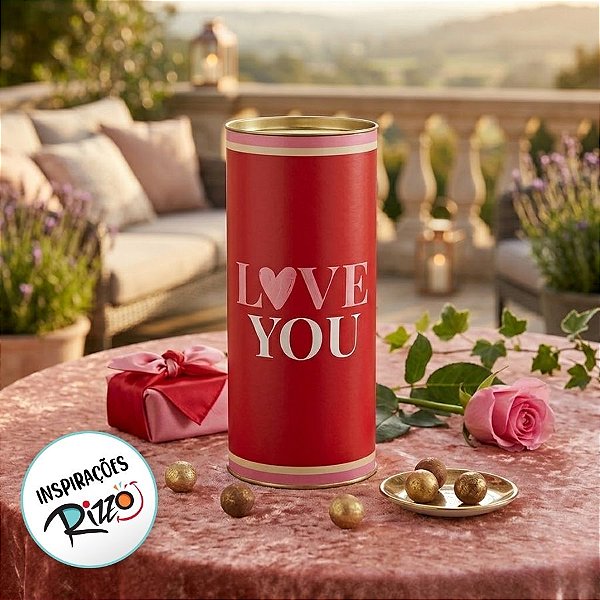 Lata para Presente Rígida - Love You  - 10x24cm - 1 unidade - Cromus - Rizzo