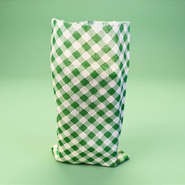 Saquinho para Pipoca e Hot Dog Chita Xadrez - Verde - 13,5x23cm - 5 unidades - Rizzo