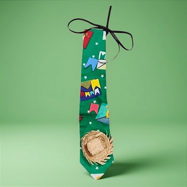 Gravata de Festa Junina - Verde Balões - 30cm - 1 unidade - Rizzo