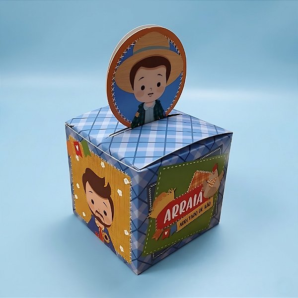 Caixa Pop Up  - Quadrilha Junina - Azul - 9x9cm - 10 unidades - Cromus - Rizzo