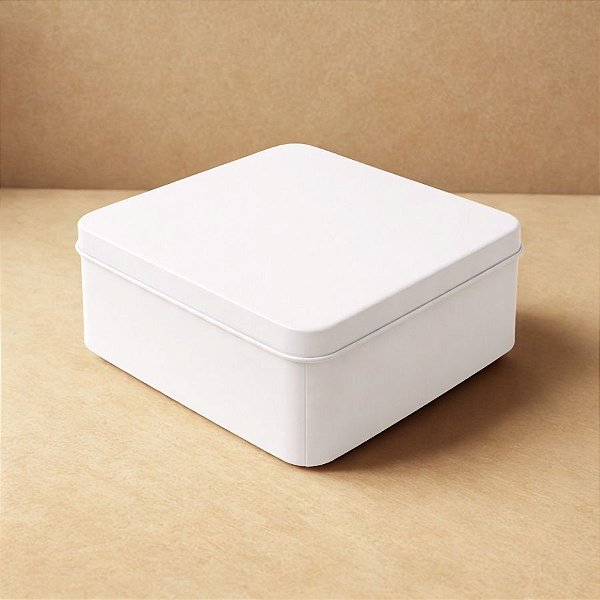 Lata de Metal Quadrada - Branco - 11,5x11,5x5,5cm  - 1 unidade - Rizzo