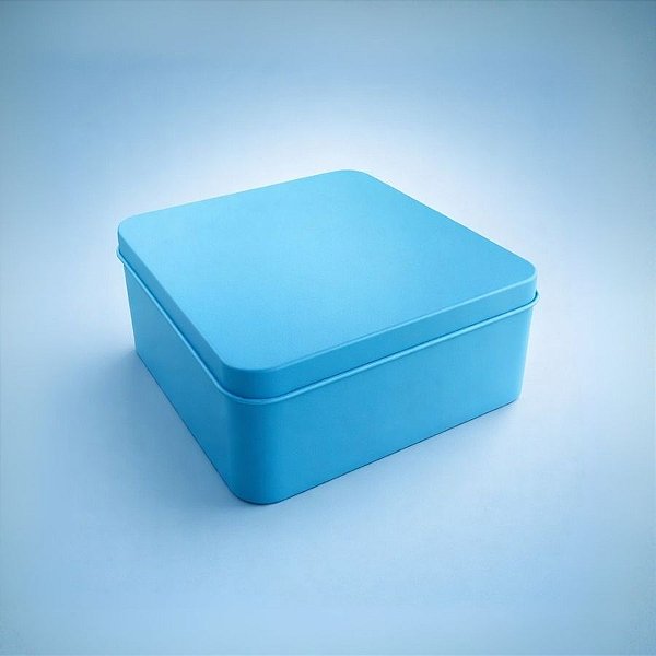 Lata de Metal Quadrada - Azul - 11,5x11,5x5,5cm  - 1 unidade - Rizzo