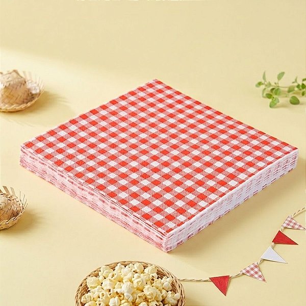 Guardanapo de Papel Xadrez - Vermelho - Festa Junina - 25cm - 20 unidades - Rizzo