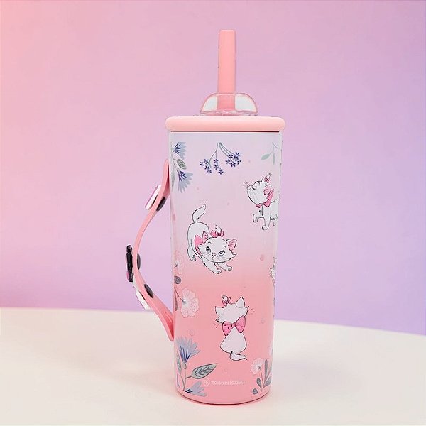 Copo Térmico Charms - Gata Marie - 600ml - Disney Original - 1 unidade - Zonacriativa - Rizzo
