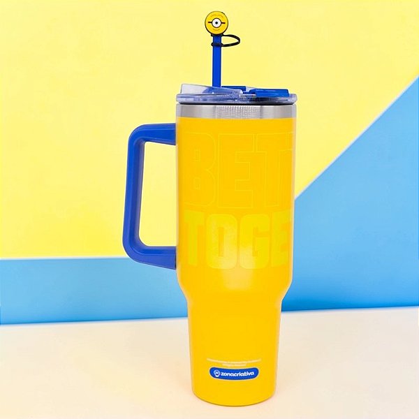 Caneca Térmica com Canudo - Minions - 1,15l - 1 unidade - Zonacriativa - Rizzo