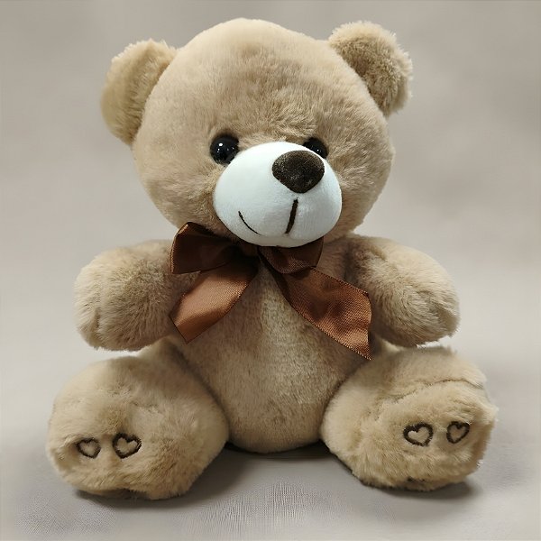 Urso de Pelúcia com Laço - Bege - 17x21x12cm - 1 unidade - Rizzo