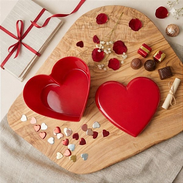 Caixa Acrílica Cake Box Coração - Vermelho Sólido - 750mL - 14cm - 1 unidade - BlueStar - Rizzo