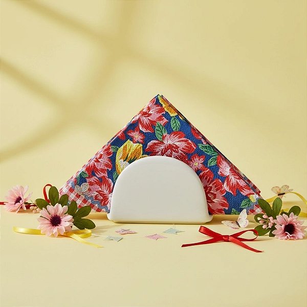 Guardanapo de Papel - Floral e Xadrez - Vermelho - 25cm - 20 unidades - Cromus - Rizzo