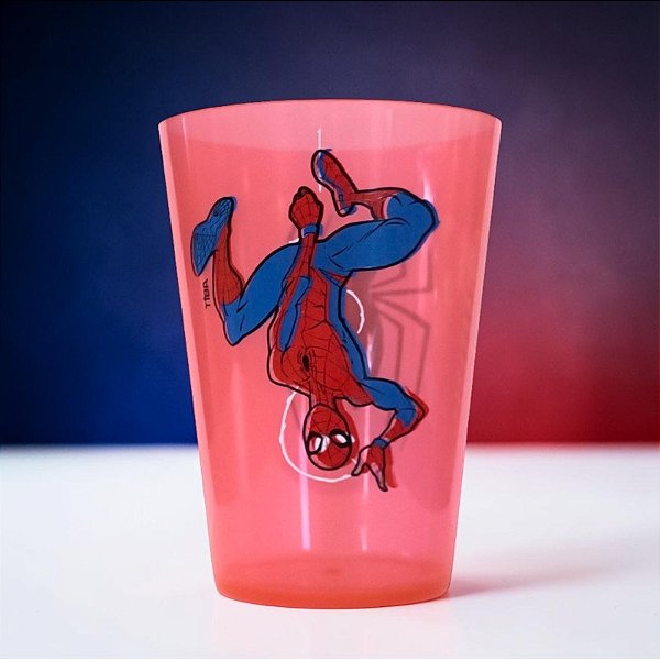 Copo de Plástico Homem Aranha - Vermelho - 350ml - 1 unidade - Disney Original - Rizzo