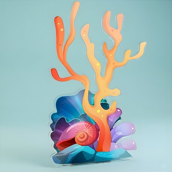 Decoração de Chão - Fundo do Mar - Alga com Concha - 36x50cm - 1 unidade - Regina - Rizzo