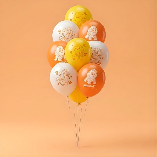 Balão Látex Redondo 9" Rubble - Patrulha Canina - 23cm - 8 unidades - Regina - Rizzo