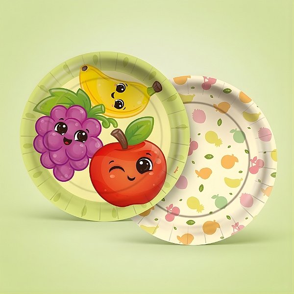 Prato Papel Redondo - Frutinhas - 18x18cm - 8 unidades - Regina - Rizzo