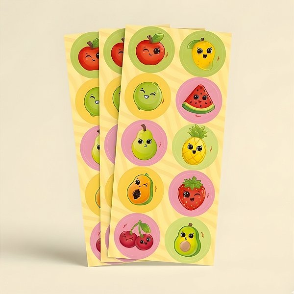 Adesivo Redondo - Frutinhas - 4x4cm - 30 unidades - Regina - Rizzo