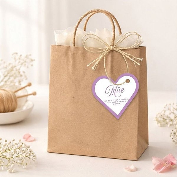 Tag Coração Com Sisal Mãe Amor- Ref.2524 - 5,5cm - 10 unidades - Stickr - Rizzo