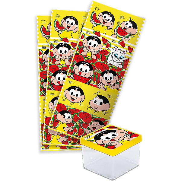 Adesivo Quadrado Decorativo Festa Magali Melancia - 30 unidades - Festcolor - Rizzo Festas