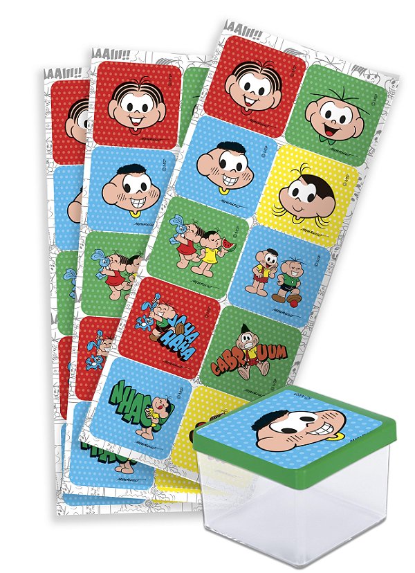 Adesivo Quadrado Decorativo Festa Turma da Mônica - 30 unidades - Festcolor - Rizzo Festas