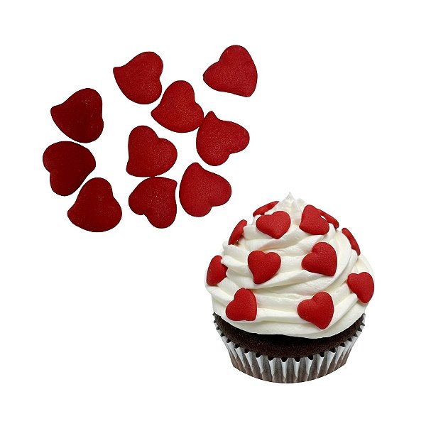 Mini Confeito - Coração Grande Vermelho - 10 unidades - Abelha Confeiteira - Rizzo
