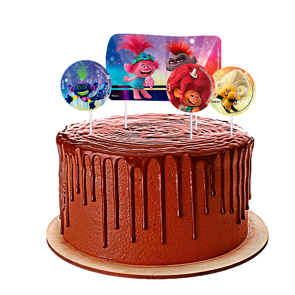 Topo de bolo Festa Trolls 2 - 04 unidades - Festcolor - Rizzo Festas