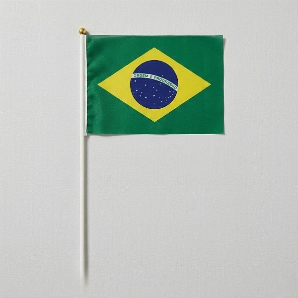 Bandeira de Tecido com Haste - Brasil - 60cm - 12 unidades - Rizzo