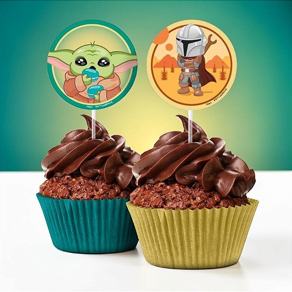 Pick Decorativo para Doces - Grogu - Star Wars - Disney Original - 8 unidades - Regina - Rizzo