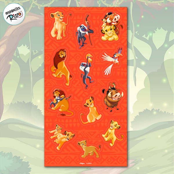 Cartela de Adesivo - Rei Leão - 12 unidades - Disney Original - Rizzo