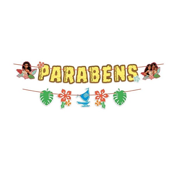Faixa de Parabéns - Festa Moana 2 - 1 unidade - Regina - Rizzo