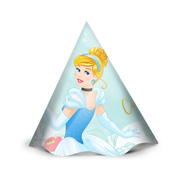Chapéu de Aniversário - Cinderela Clássica - 8 unidades - Disney Original - Rizzo
