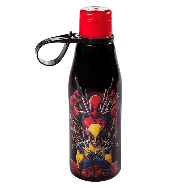 Garrafa Abre Fácil - DeadPool e Wolverine Preta - 530ml - 1 unidade - Disney Original - Rizzo
