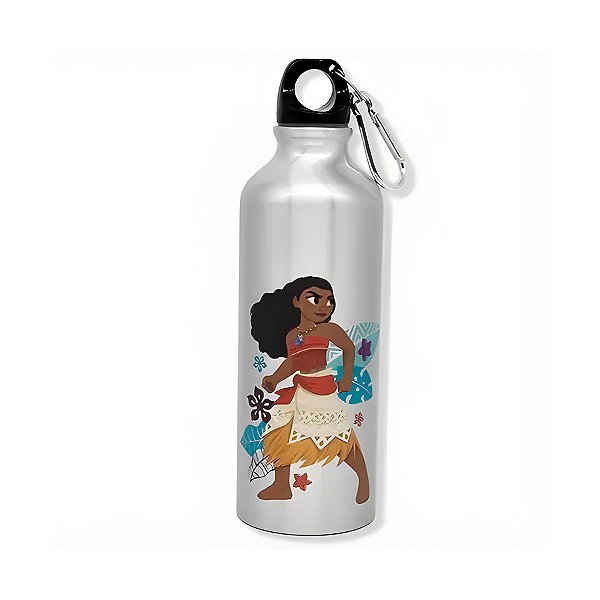 Garrafa de Alumínio com Mosquetão - Moana - 500ml  - 1 unidade - Disney Original  - Rizzo