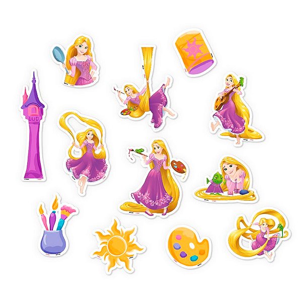 Mini Personagens Decorativos - Rapunzel - 12 unidades - Disney Original - Rizzo