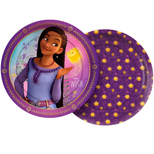 Prato de Papel Redondo - Wish - 18cm - 8 unidades - Disney Original - Rizzo