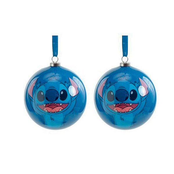 Bola de Natal Decorada - Stitch - 10cm - 2 unidades - Disney Original  - Rizzo