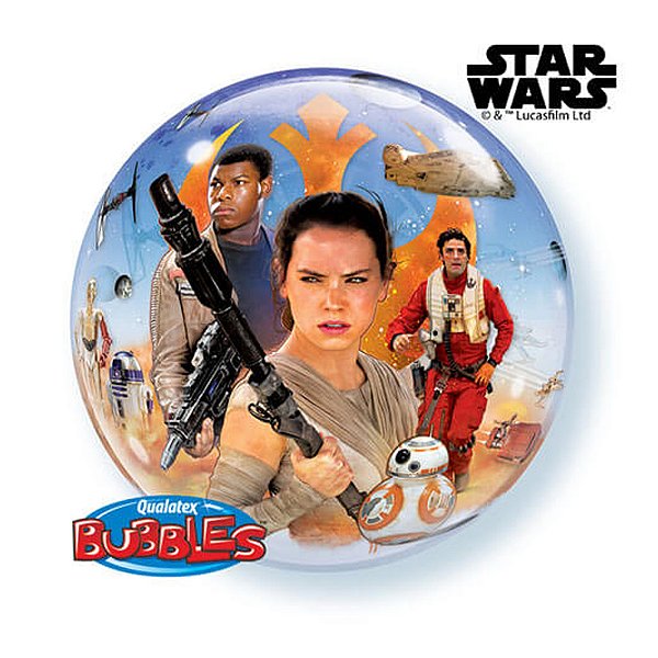 Balão de Festa Bubble 22" 55cm - Star Wars: The Force Awakens - 1 unidade - Disney Original - Rizzo