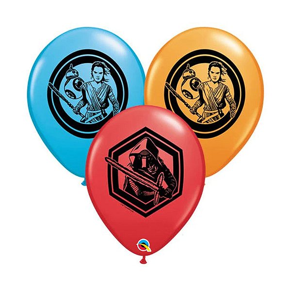 Balão de Festa Látex Liso Decorado - Star Wars: The Force Awakens - 11" 27cm - 25 unidades - Disney Original - Rizzo