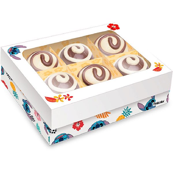 Caixa 6 Bombons Retangular com Visor - Stitch - 1 unidade - Disney Original - Rizzo