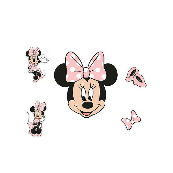 Mini Personagens Decorativos - Minnie Mouse Rosa - 12 unidades - Disney Original - Rizzo