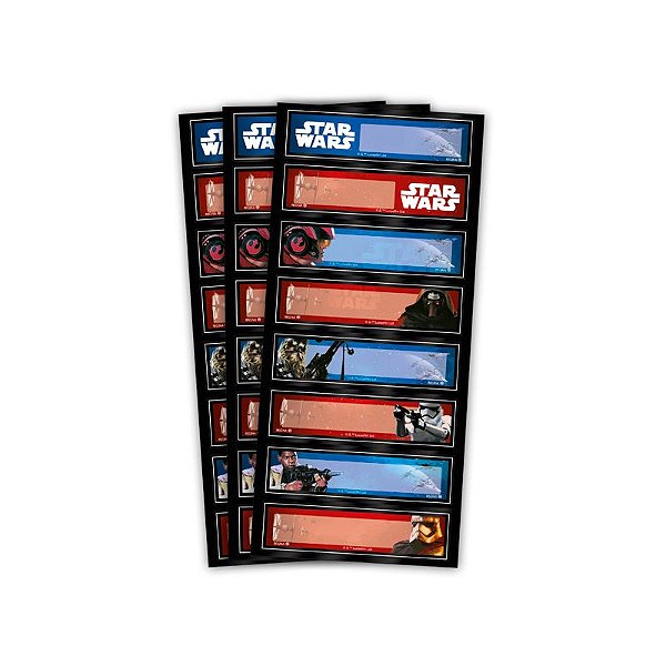 Adesivo Retangular Festa Star Wars - 24 unidades - Disney Original - Rizzo Festas