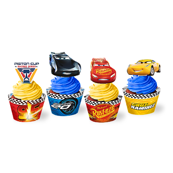 Forminha Wrap para Cupcake Festa Carros - 12 unidades - Regina - Rizzo Festas