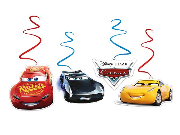 Mobile em Espiral Festa Carros - 04 Unidades - Disney Original -  Festas